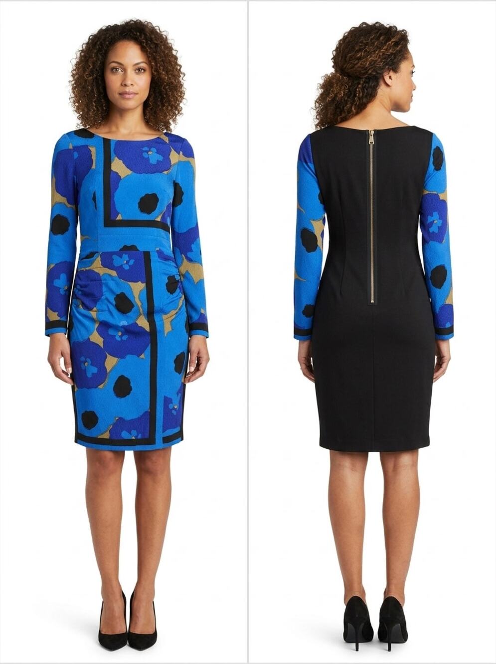Tracy Reese Silk Blue Sheath Knee Length Scoop Neck Dress Women Size 6